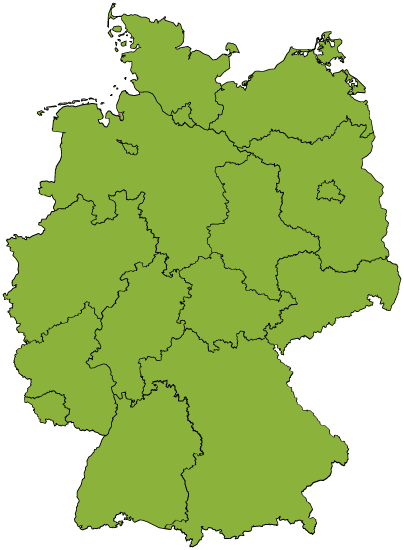 Deutschlandkarte mit einzeln sichtbaren Bundesländern