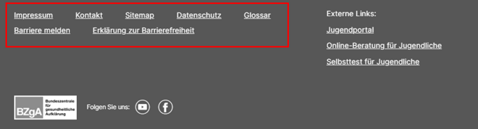 Foto vom unteren Bereich der Seite