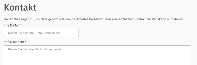 Foto zeigt das E-Mail-Formular.