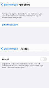 App-Limits und Bildschirmauszeit bei iOS.