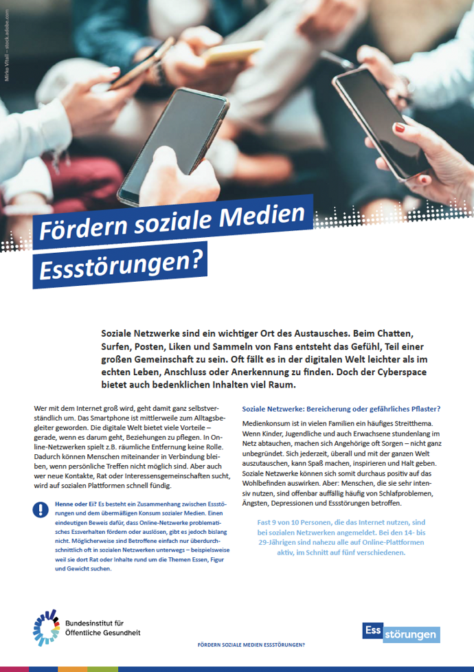 Vorschau Themenblatt über Soziale Medien und Essstörungen