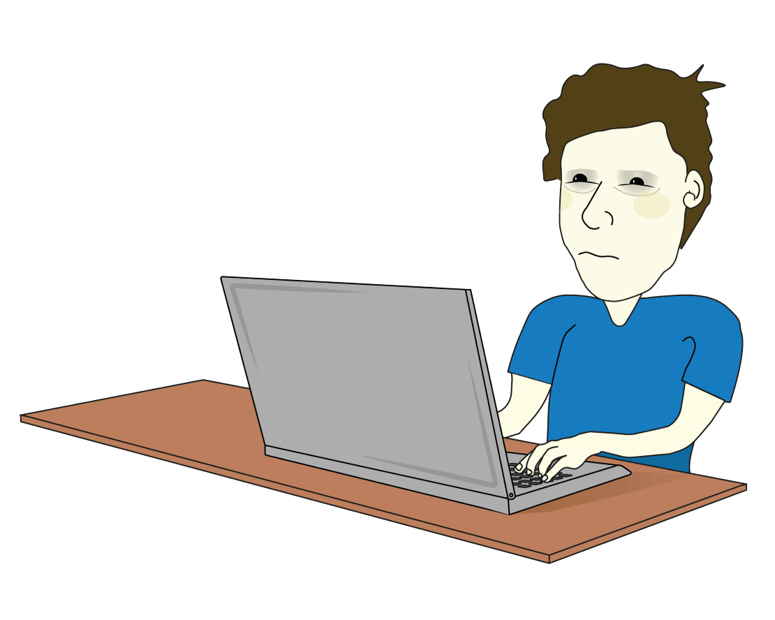 Ein computersüchtiger Jugendlicher sitzt vor seinem Laptop.