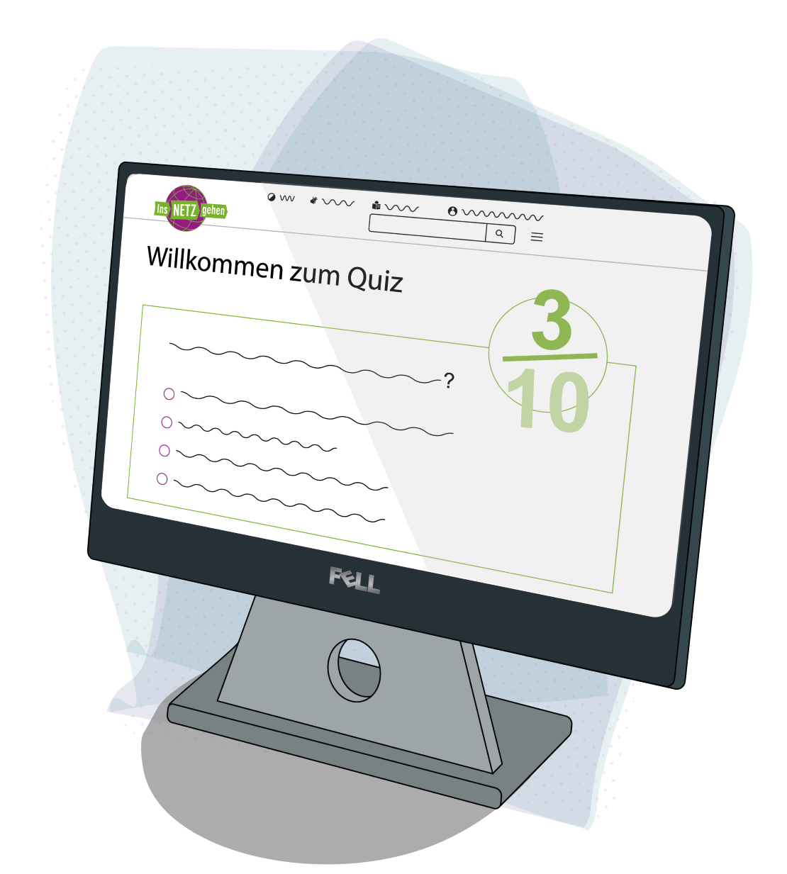 Ein Computerbildschirm zeigt ein Quiz von Ins Netz gehen