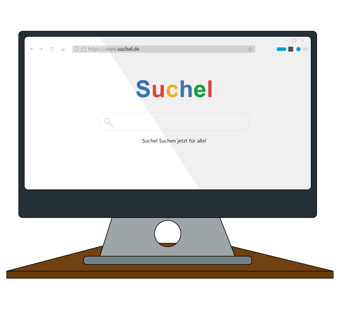 Ein Computerbildschirm zeigt eine Suchseite im Internet.